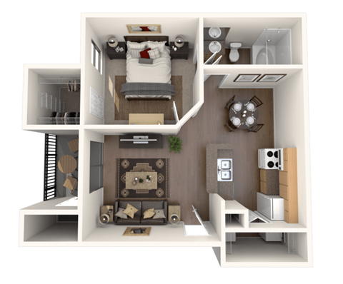 the bungalow floor plan with bedroom and living room